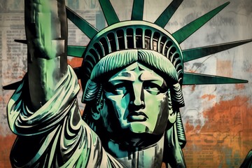 Liberty statue digital art. Generate Ai