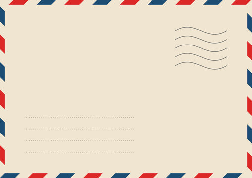 Air Mail Letter Vector Post Stamp Airmail Frame Postcard Blue