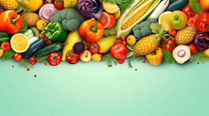 An illustration on assorted collection of fresh vegetables in different colours. Generative Ai.