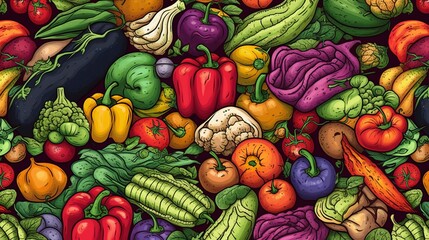 Fototapeta na wymiar An illustration on assorted collection of fresh vegetables in different colours. Generative Ai.