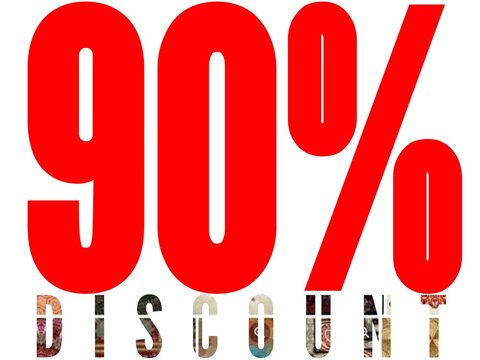 Special 90 percent off icon design. Sale discount tag label for product, super shop, showroom, restaurant, spa, saloon etc. Limited time offer banner with specific amount of discount for any occasion