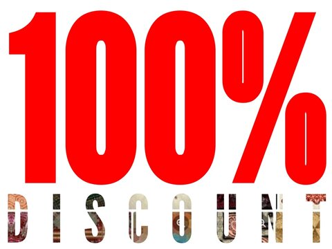 Special 100 percent off icon design. Sale discount tag label for product, super shop, showroom, restaurant, spa, saloon etc. Limited time offer banner with specific amount of discount for any occasion