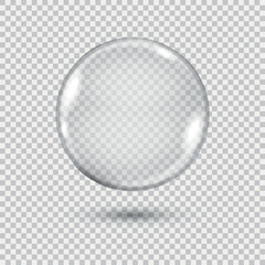 Realistic 3d glass spherical ball on light background. RGB. Global color