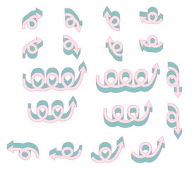 Obraz premium ポップなドット柄の立体的矢印アイコンセット