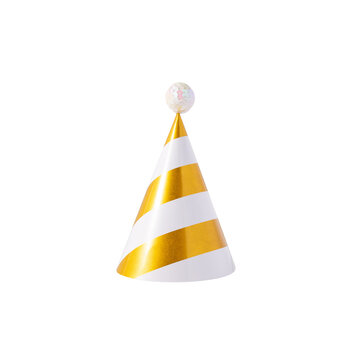 Golden Stripe Party Hat cutout, Png file.