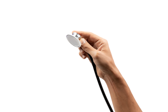 Male hand with stethoscope. Isolated on a white background - Powered by Adobe