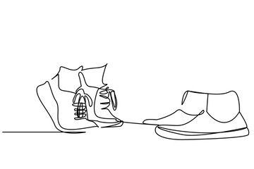 Obraz premium young couple in love shoes and legs kissing flirt line art