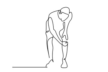 adult man male sport running outside leg knee pain health standing line art