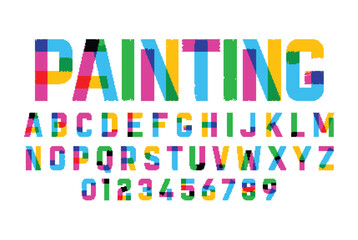 Fototapeta na wymiar Paint brush style art alphabet font minimal technology typography creative urban font 