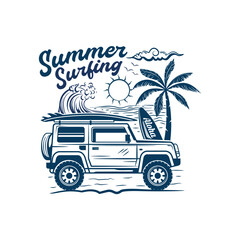 Surfing logo. Summer Surfing Illustration vintage design vector