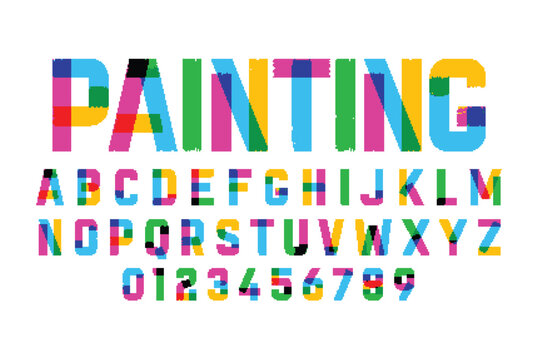 Paint brush style art alphabet font minimal technology typography creative urban font
