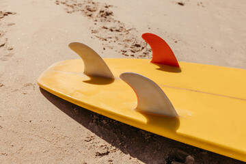 surfboard on the beach sand