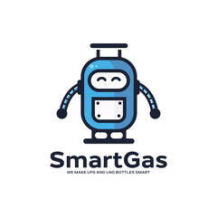 The character logo depicts a gas cylinder in the shape of a robot. It is suitable for smart gas cylinder logos.