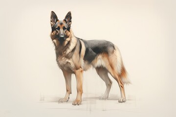 German Shepherd creative illustration - Generative AI