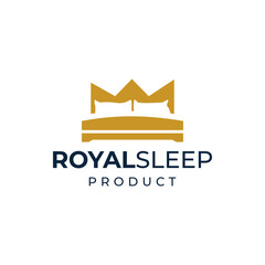 Modern logo combination crown and bed. It is suitable for use in the bedding industry.