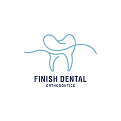 Mono line logo illustration of a band and teeth. It is suitable for use as a dental health logo.