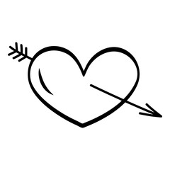 Black doodle heart. Scribble love sign icon. Template for t-shirt, card, invitation