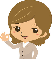 OKサインをする若いOL