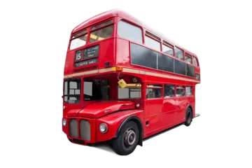 Fototapeten Traditional red bus in London, the UK. Double-decker cut out and isolated on transparent white background © Photocreo Bednarek