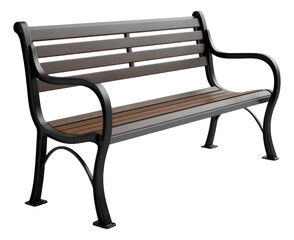 Wooden park bench isolated. 3D illustration Generative AI.