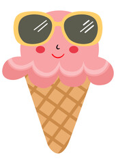 Funny ice cream cone with sunglasses