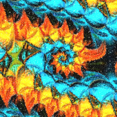 dragon shaped stained glass mosaic blue and gold