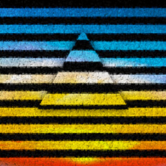 triangle cutout horizontal coloured striped design