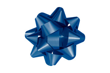 blue gift bow ribbon isolated on transparent background