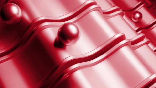 Cycled balls rolling on wavy road. Design. Cyclic motion design of simple geometric shapes, repeating movement.