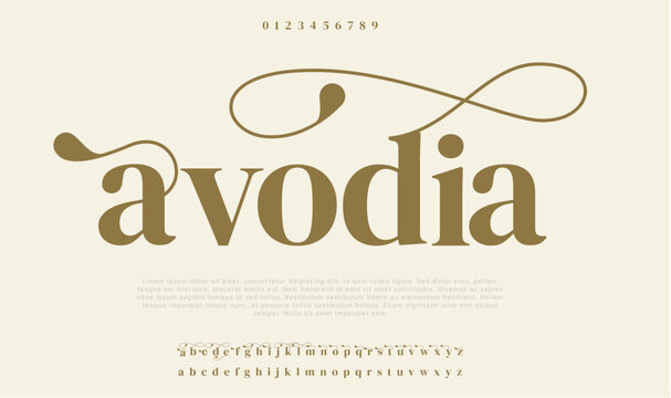 Naklejki Avodia luxury elegant typography vintage serif font wedding invitation logo music fashion property 