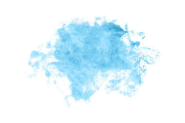 Shiny light blue brush watercolor painting isolated on transparent background. watercolor png