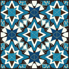 Blue Tiles Background, Old Fasion Retro Azulejo Mosaic Tile, Vintage Portuguese Wall Ceramic Seamless Pattern