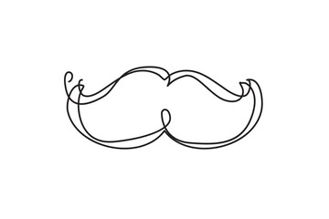 One Line Drawing Mustache, Continuous Line Dad Whiskers, Moustache, Vintage Man Hairstyle