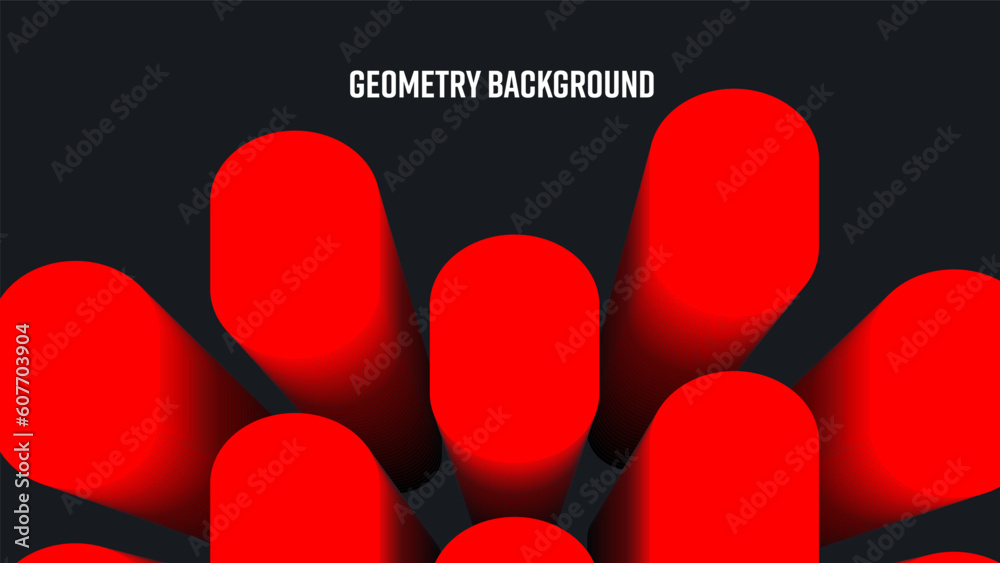Aufkleber vector geometric background, gradient red ovals on black backdrop, shape blend 3d, abstract elements