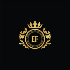 Luxury royal wing letter EA to CZ crest gold color logo vector image