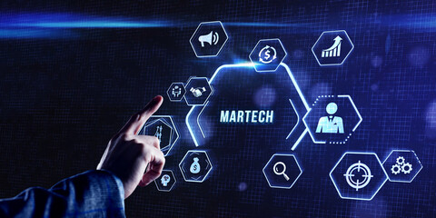 Internet, business, Technology and network concept. Martech marketing technology concept on virtual screen interface.