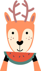 Deer with summer costume . Wildlife animals illustration .