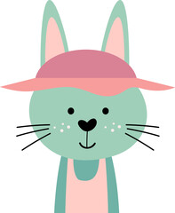 Rabbit with summer costume . Wildlife animals illustration .