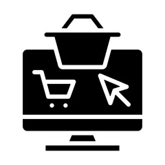 E-commerce glyph icon for marketing, electronic payments, digital marketing, supply chain management, internet retailing, online shopping logo