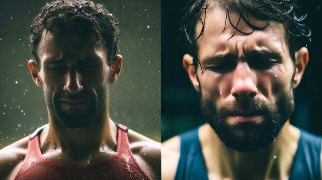 a side-by-side comparison of two individuals participating in a workout Generative AI