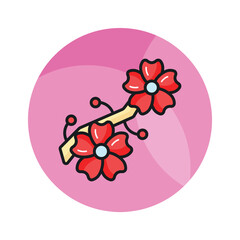 Beautiful flowers of cherry blossom in modern style, well designed icon of flowers