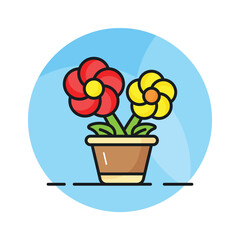 Grab this eye soothing vector of flower pot vector in trendy style, potted flowers in editable style