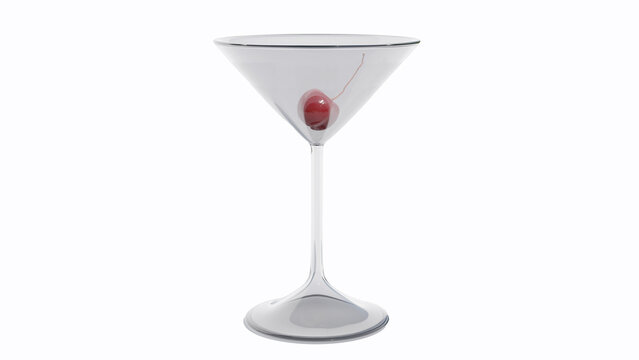 Cocktail glass with cherry isolated on white background