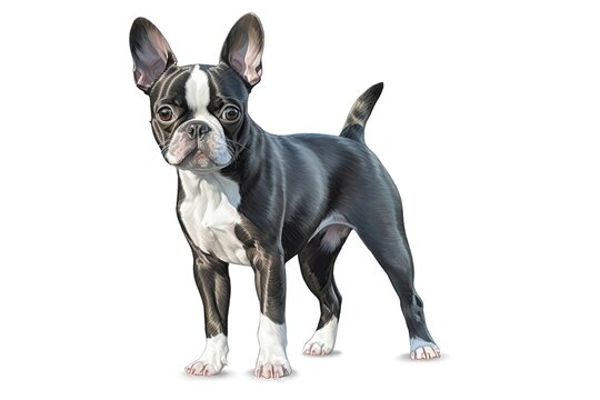 Boston Terrier dog creative illustration - Generative AI