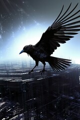 Cybernetic raven  - obrazy, fototapety, plakaty