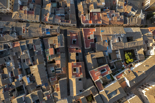 Aerial view of roofs Xativa, Valencia, Spain.
