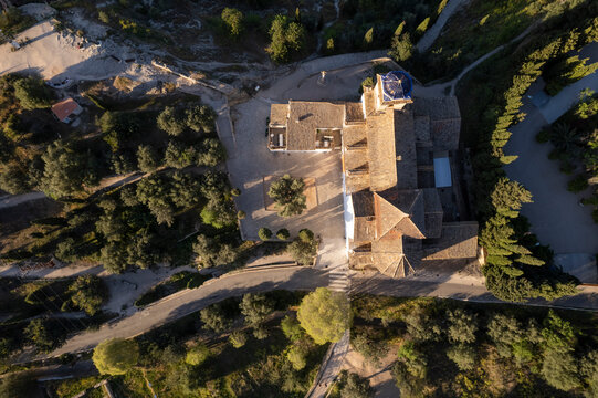 Aerial view of Ermita Sant Josep, Xativa, Valencia, Spain.