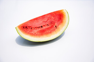 Fototapeta na wymiar slice of watermelon isolated on white background, summer concept