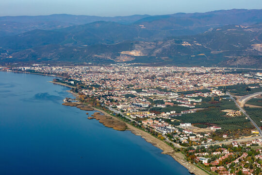 Aerial view of the historical city of Iznik by the Iznik Lake, Turkey.