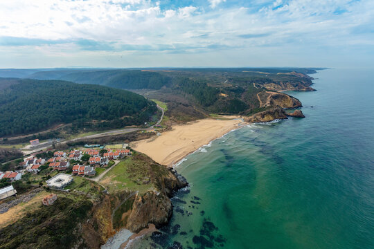 Aerial view of beach on the Black Sea coastline at the Asian side of Istanbul, Turkey.